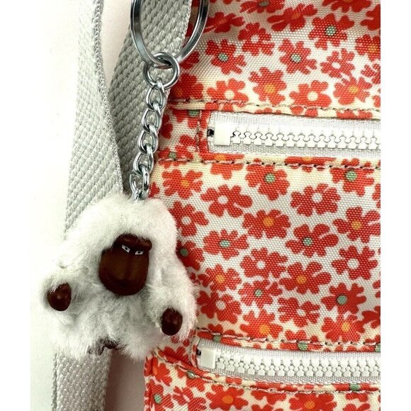 Kipling Keiko Crossbody Bag Poppy Spray Flowers Handbag With Monkey Charm - Picture 3 of 11